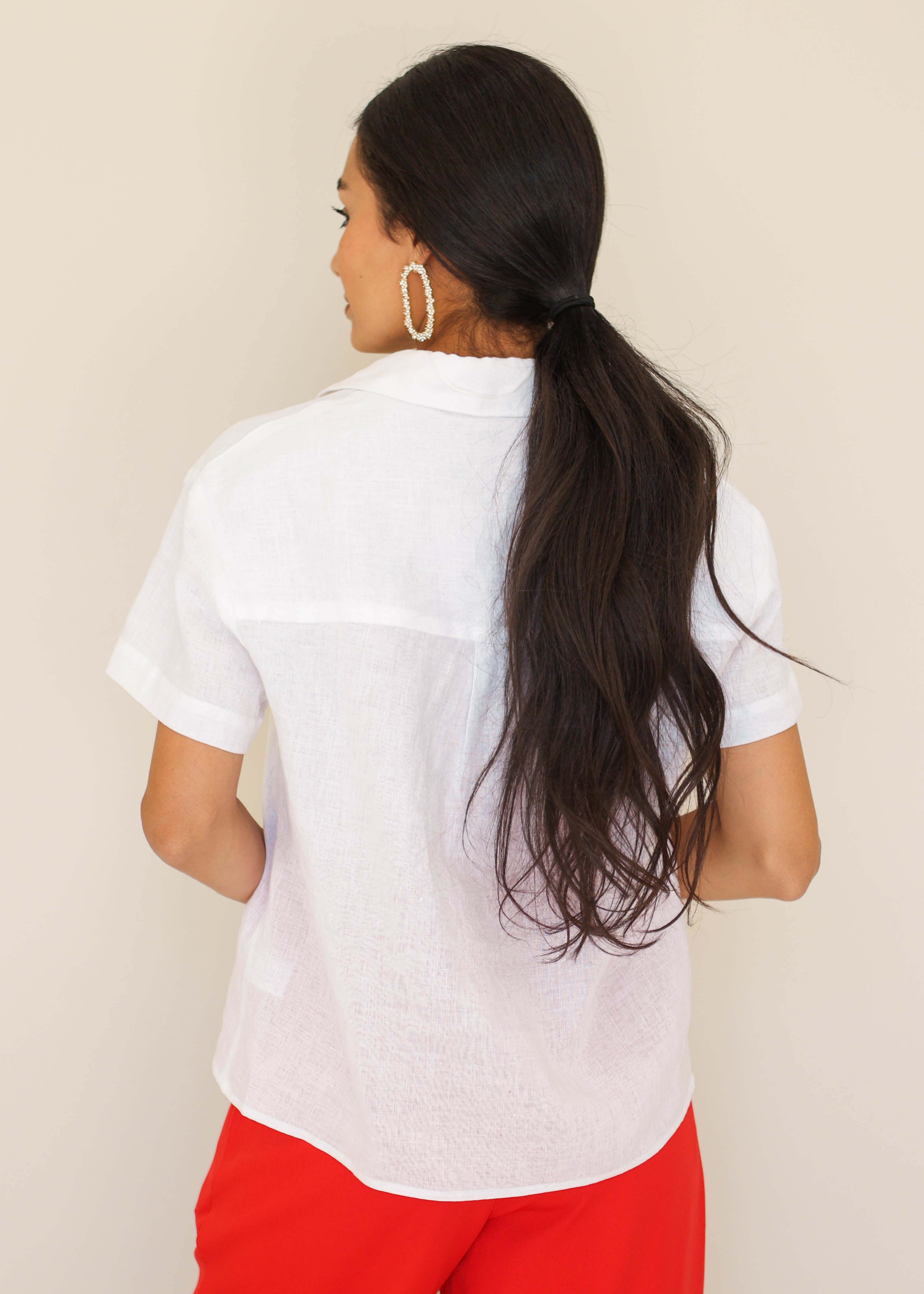 Boston White Linen Blouse - FINAL SALE