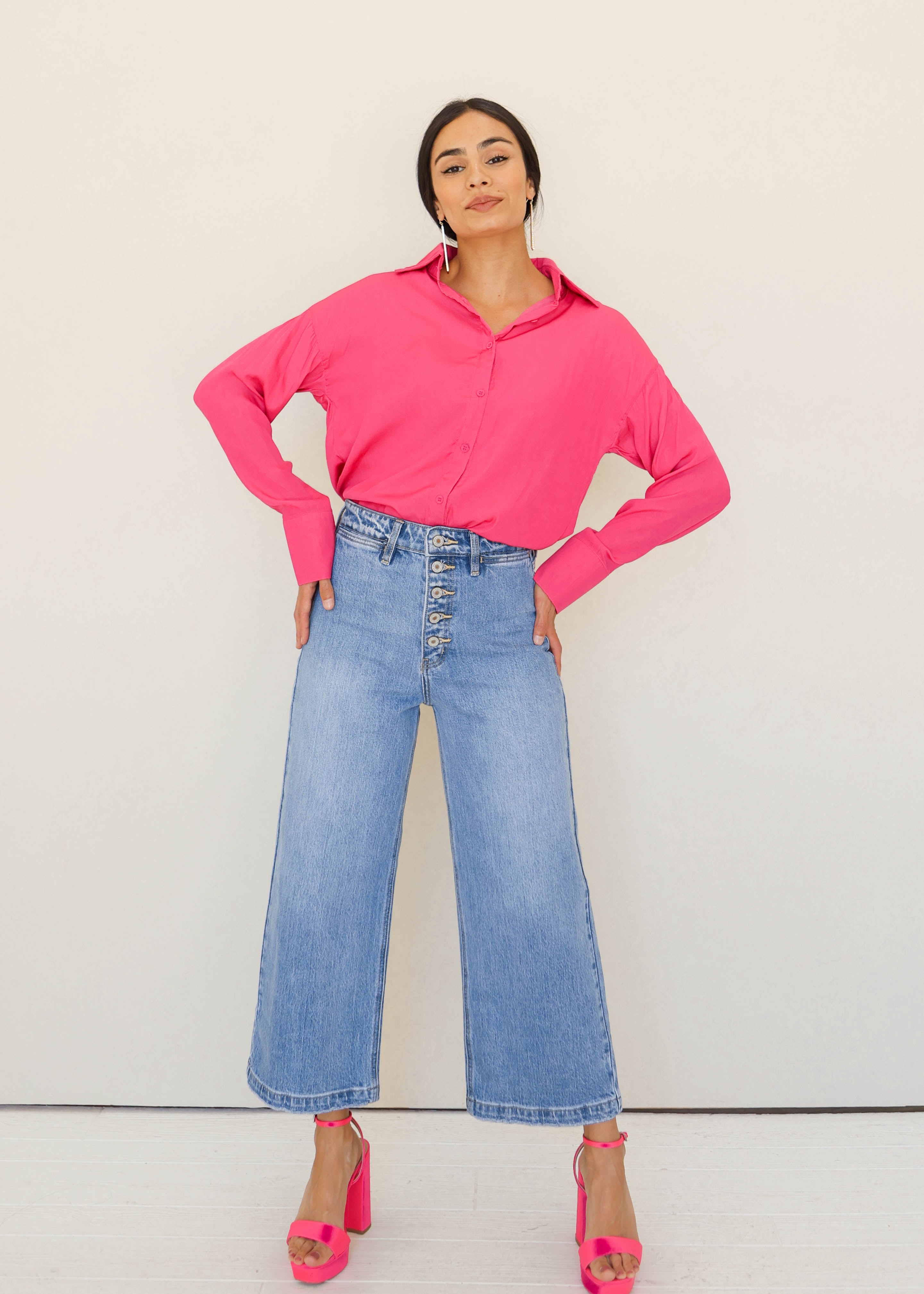 Adore You Light Stone Button Up Jeans - FINAL SALE