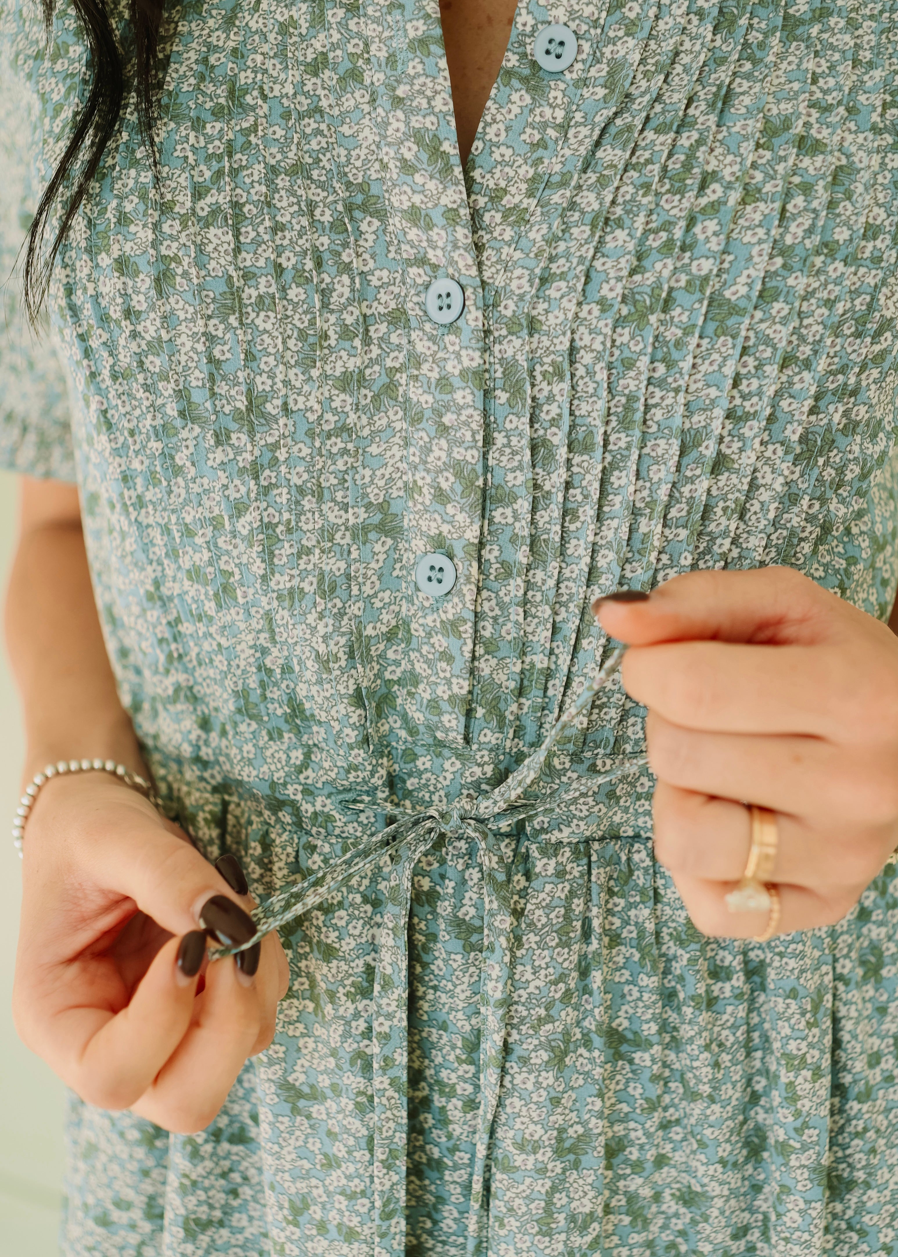 Fallon Dusty Blue Floral Dress - FINAL SALE