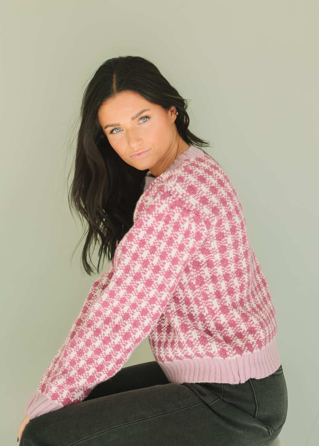 Clueless Orchid Check Pattern Sweater - FINAL SALE