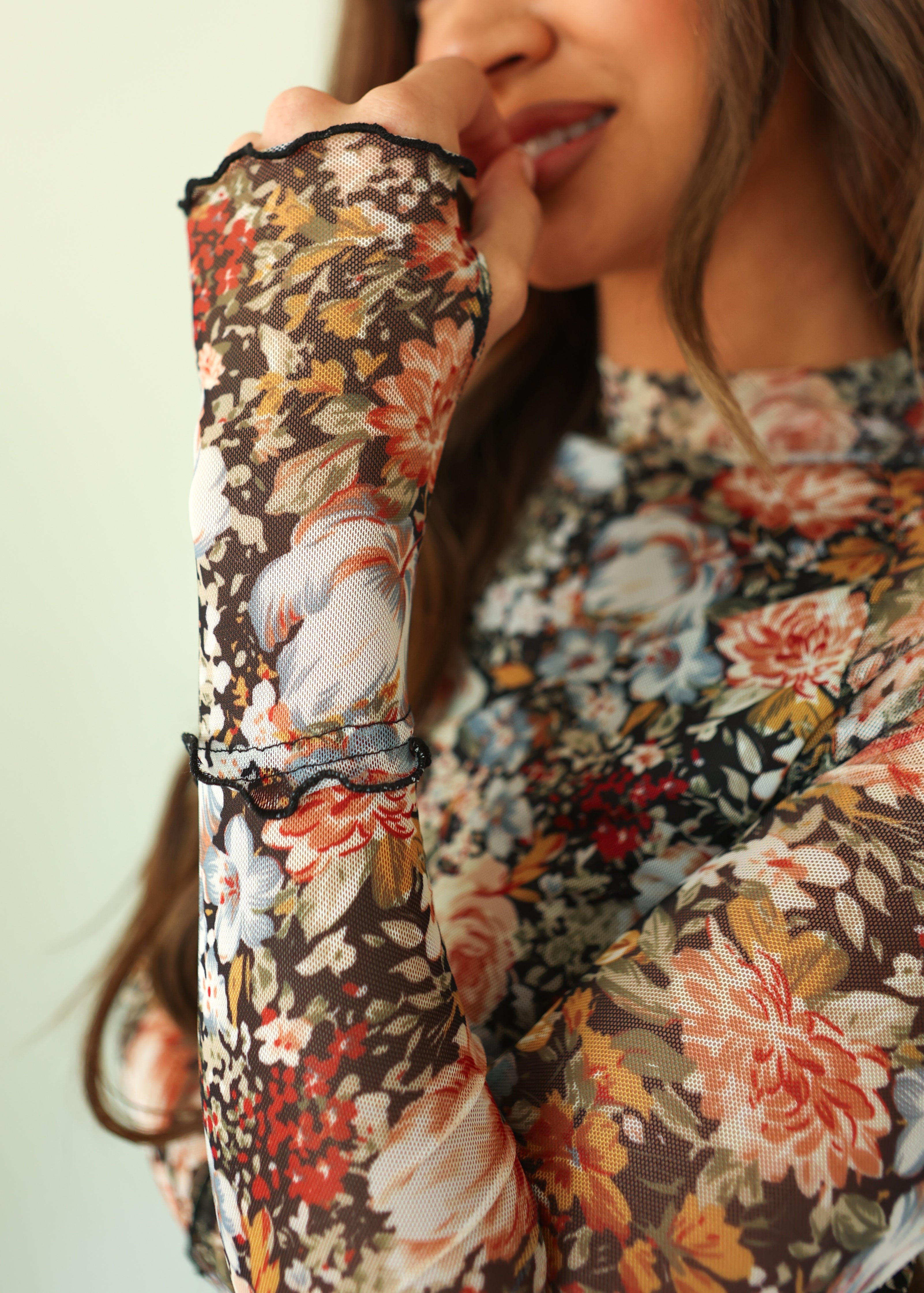 Autumn Leaves Mesh Long Sleeve - Restocked