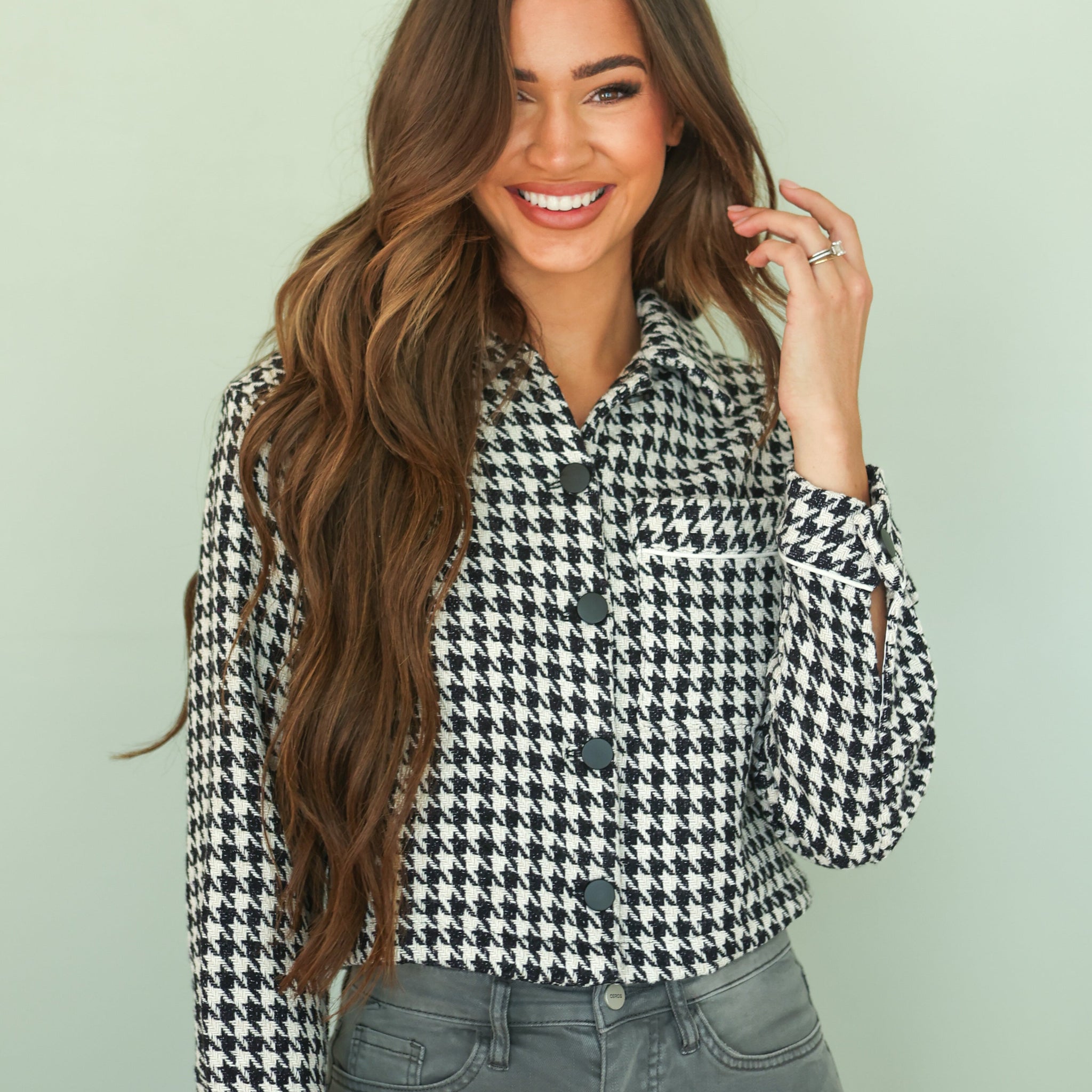 New Heights Houndstooth Tweed Jacket