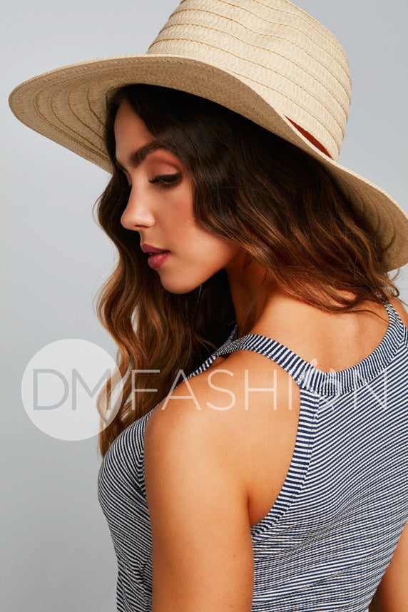 Midkini Top - Textured Navy Blue Stripes - Restocked