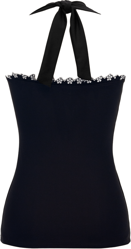 Sweetheart Flower Halter Top - Black - FINAL SALE