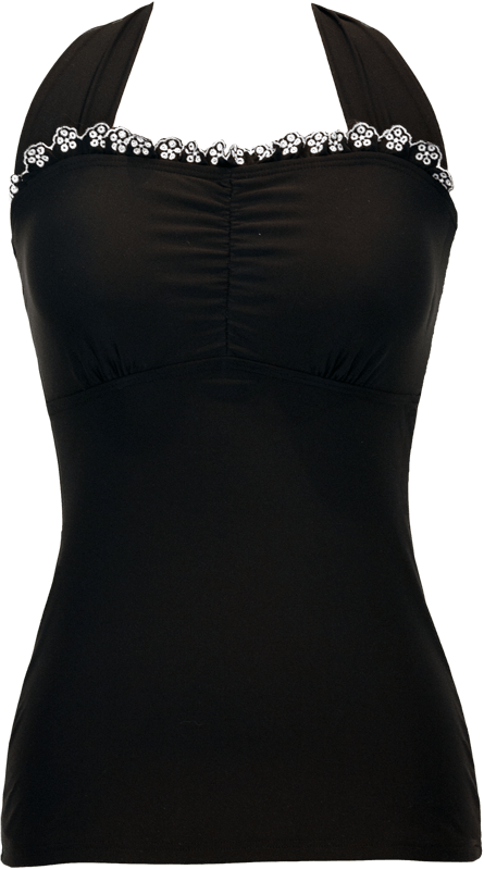 Sweetheart Flower Halter Top - Black - FINAL SALE