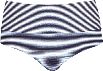 Banded Midrise Bottom - Textured Navy Stripes