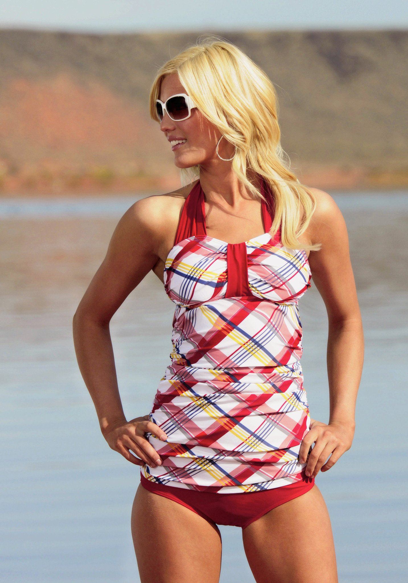 Bandeau Halter Top - Nautical Plaid - FINAL SALE - LOW STOCK
