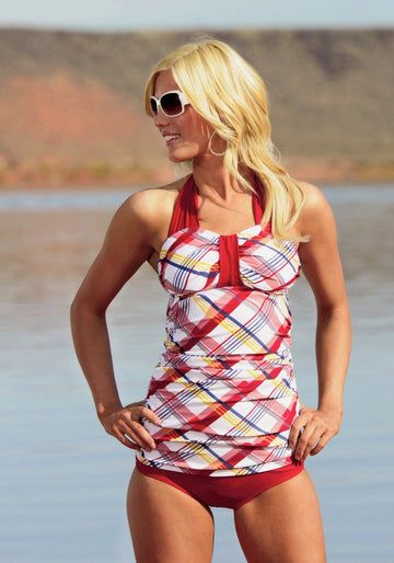 Bandeau Halter Top - Nautical Plaid - FINAL SALE - LOW STOCK