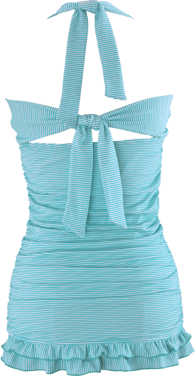 Open Back Ruched Halter Top - Aqua Stripe - FINAL SALE - FINAL FEW