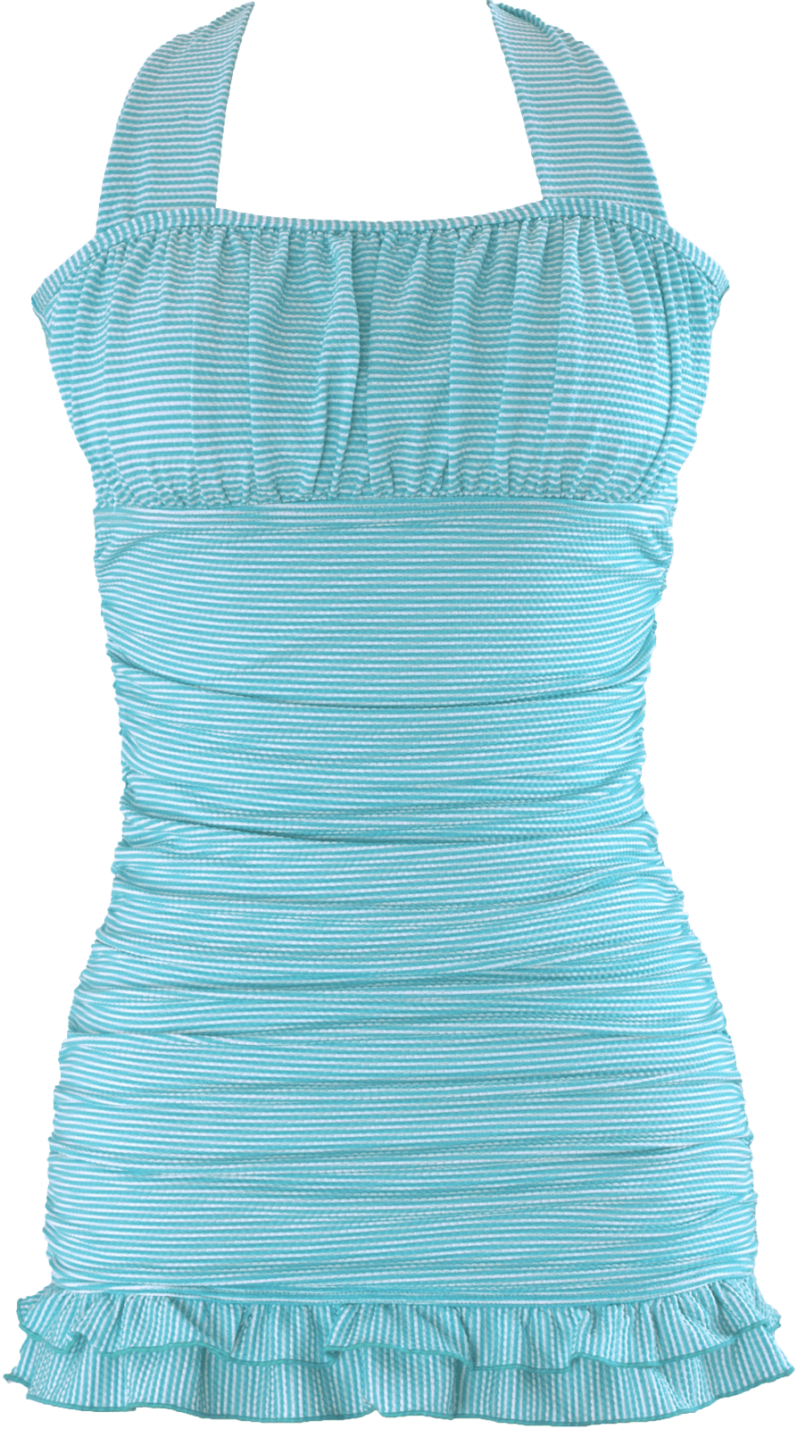 Open Back Ruched Halter Top - Aqua Stripe - FINAL SALE - FINAL FEW