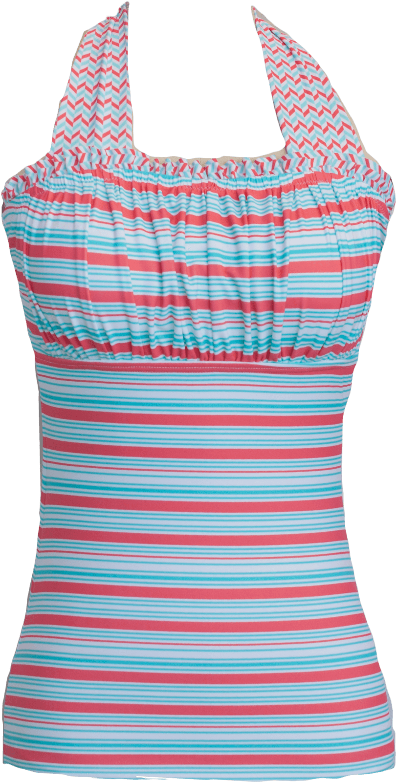 Ruched Square Halter Top - Aqua Stripe Chevron - FINAL SALE - FINAL FEW