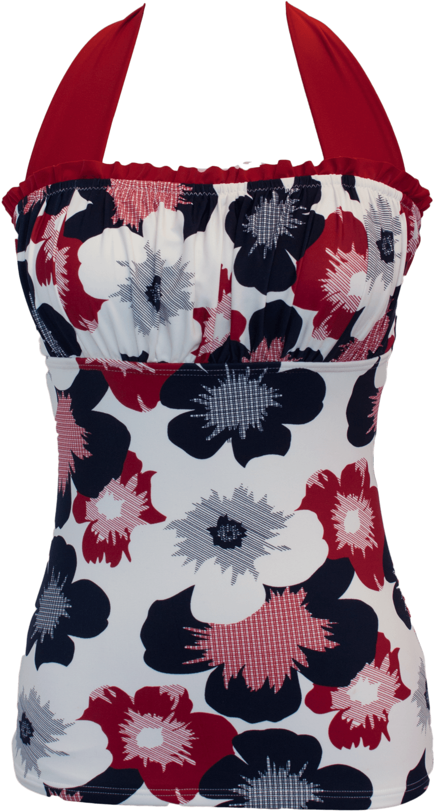 Ruched Square Halter Top - Nautical Gingham Flower - FINAL SALE - FINAL FEW