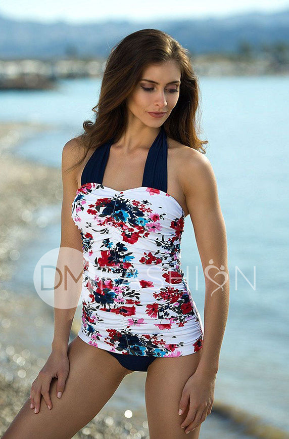 Shirred Halter Top - Abstract Floral - FINAL SALE - LOW STOCK