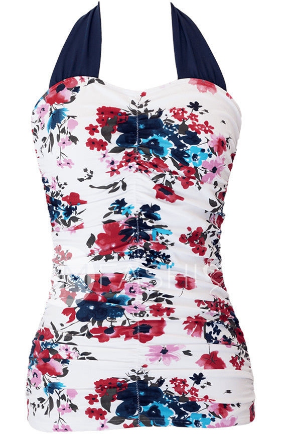 Shirred Halter Top - Abstract Floral - FINAL SALE - LOW STOCK