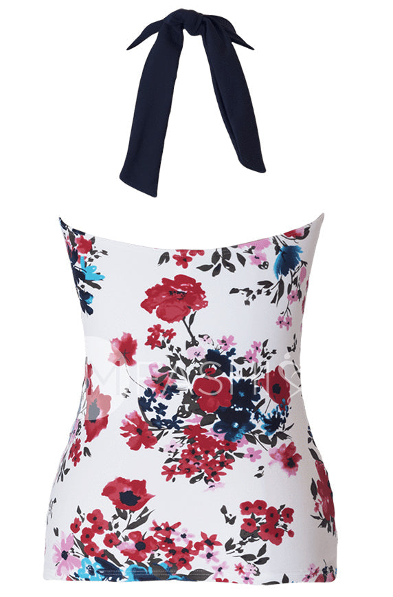 Shirred Halter Top - Abstract Floral - FINAL SALE - LOW STOCK