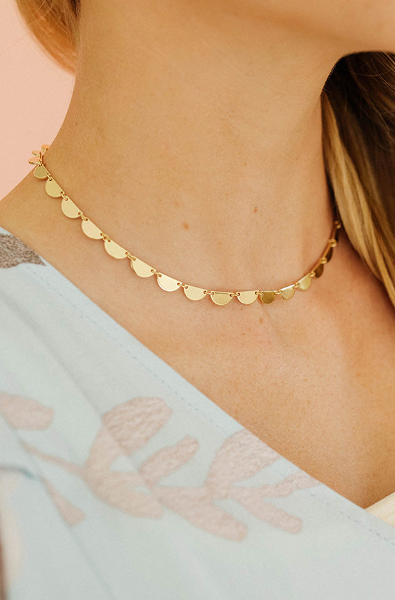 Gold Half Circle Stamp Necklace - FINAL SALE - FINAL FEW