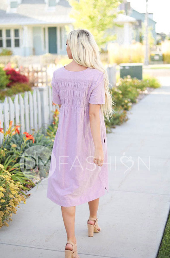 Georgie Lilac Smocked Dress -  Maternity Friendly - FINAL SALE
