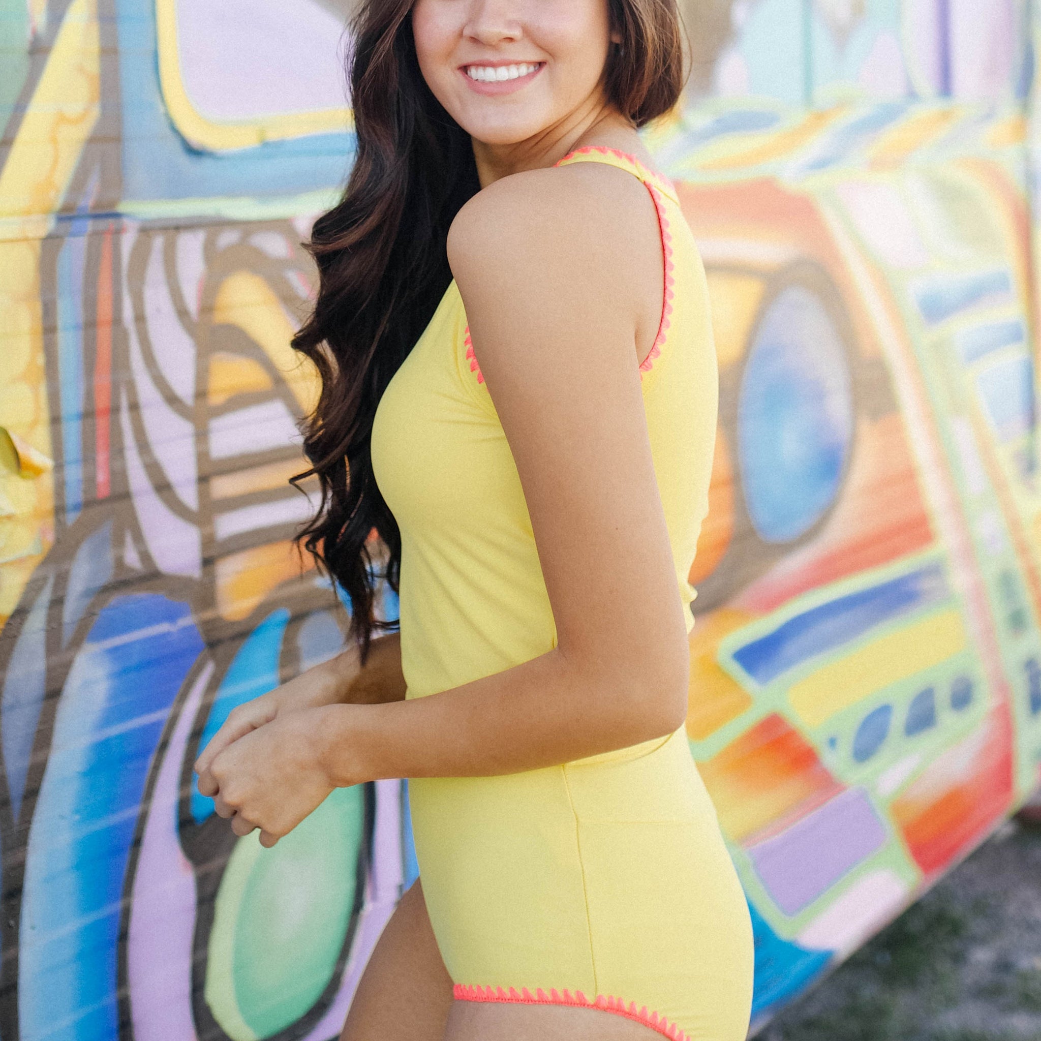 Embroidery Midkini Top - Buttercup Yellow - FINAL SALE