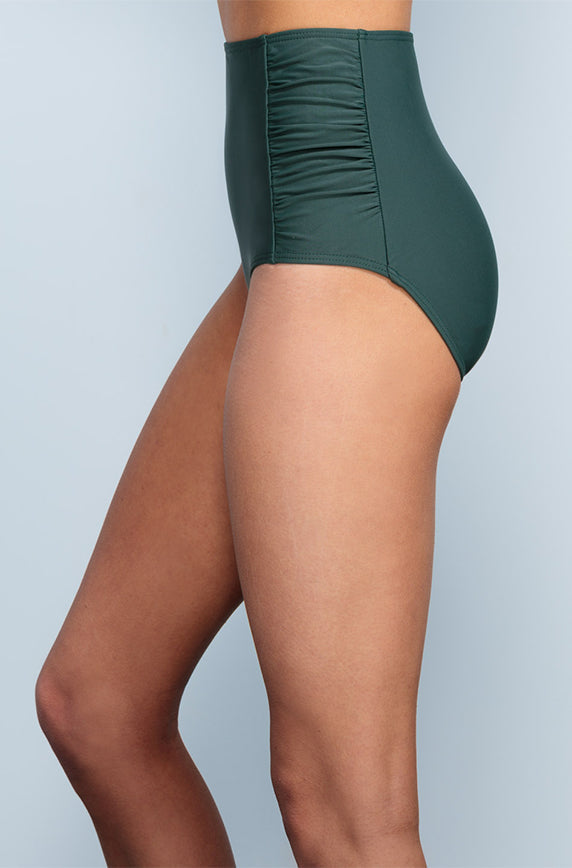 Ruched High Waist Bottom - Jasper Green - FINAL SALE