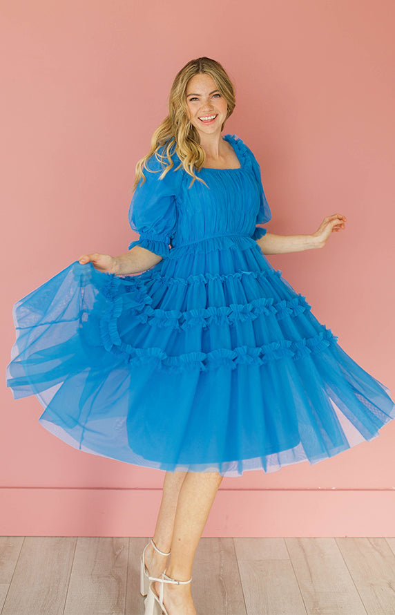 Sasha Princess Blue Dress - DM Exclusive - Maternity Friendly - FINAL SALE