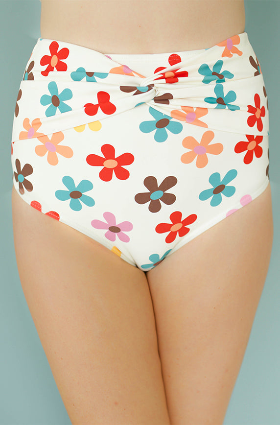 High Waist Front Twist Bottom - Peace N' Love Cream