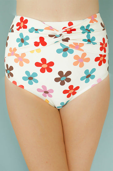 High Waist Front Twist Bottom - Peace N' Love Cream