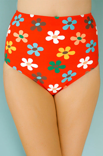 High Waist Bottom - Peace N' Love Red