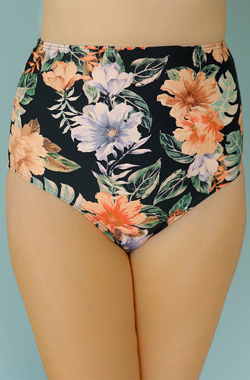 High Waist Bottom - Fleur De Minuit Black