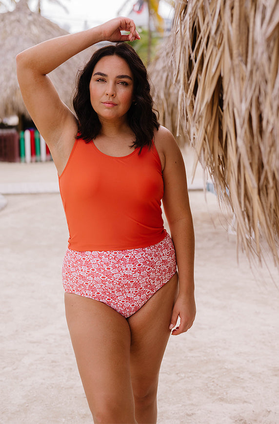 V Back Midkini Top - Chili Pepper