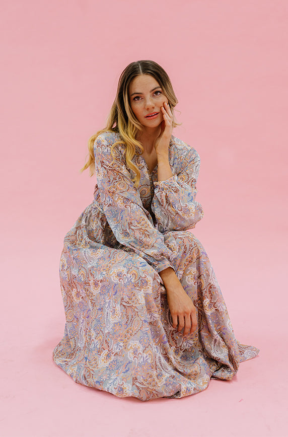 Chanel Gray D¨¦cor Floral Maxi - DM Exclusive - Nursing Friendly - Maternity Friendly - FINAL SALE