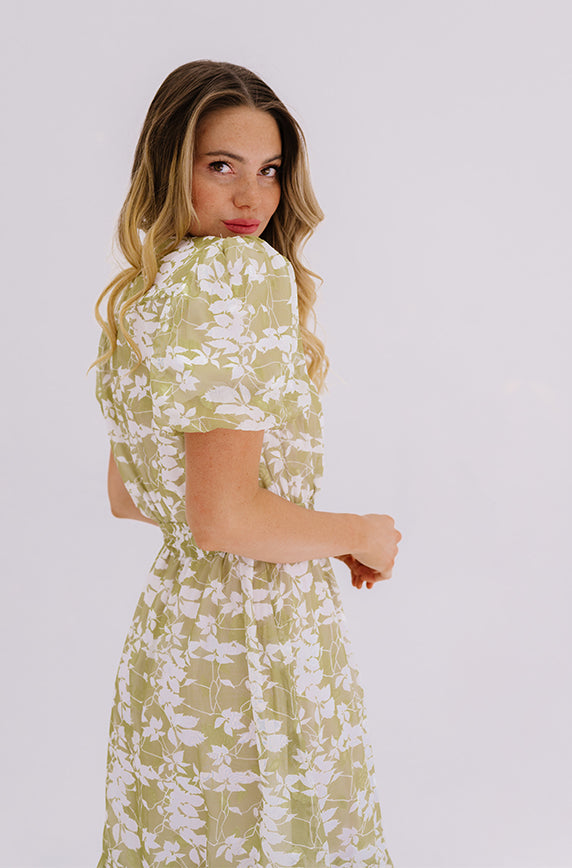 Tara Apple Green Satin Dress ¨C DM Exclusive ¨C Nursing Friendly - Maternity Friendly - FINAL SALE