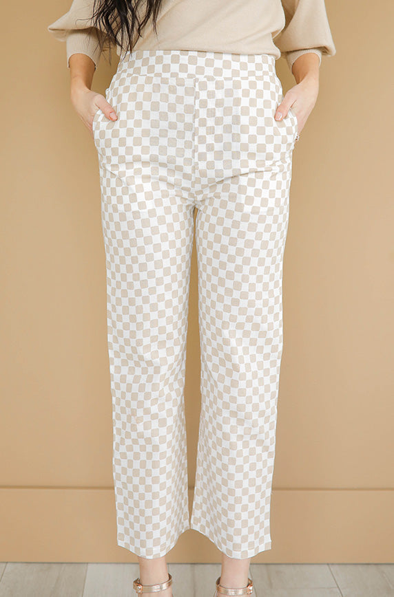 Jo Taupe Checkered Pants - FINAL SALE