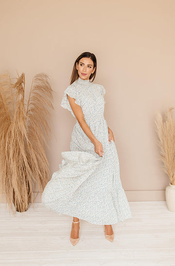 Skyler Blue Blossoms Smocked Maxi Dress ¨C DM Exclusive - FINAL SALE