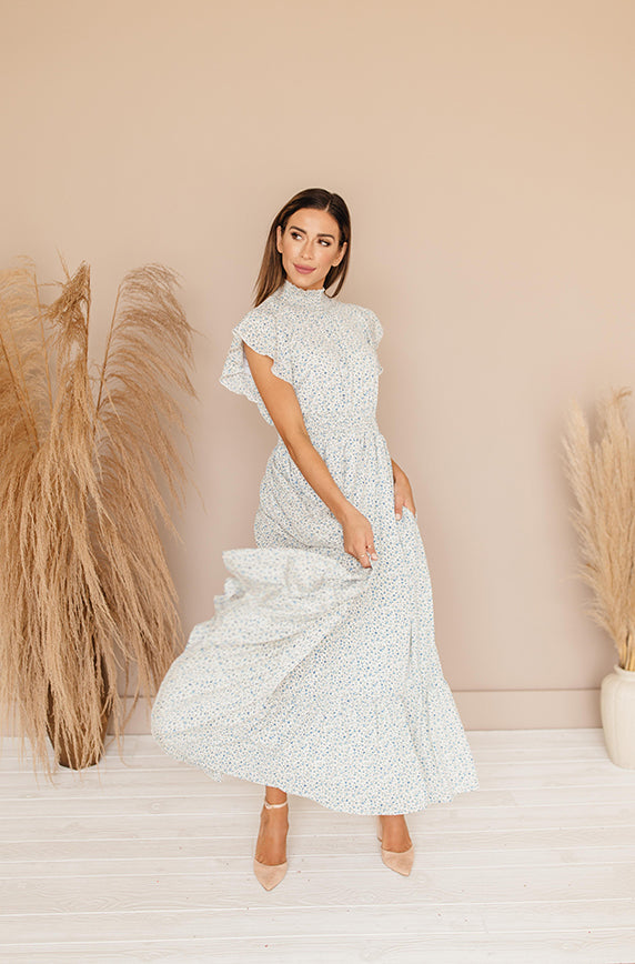 Skyler Blue Blossoms Smocked Maxi Dress ¨C DM Exclusive - FINAL SALE