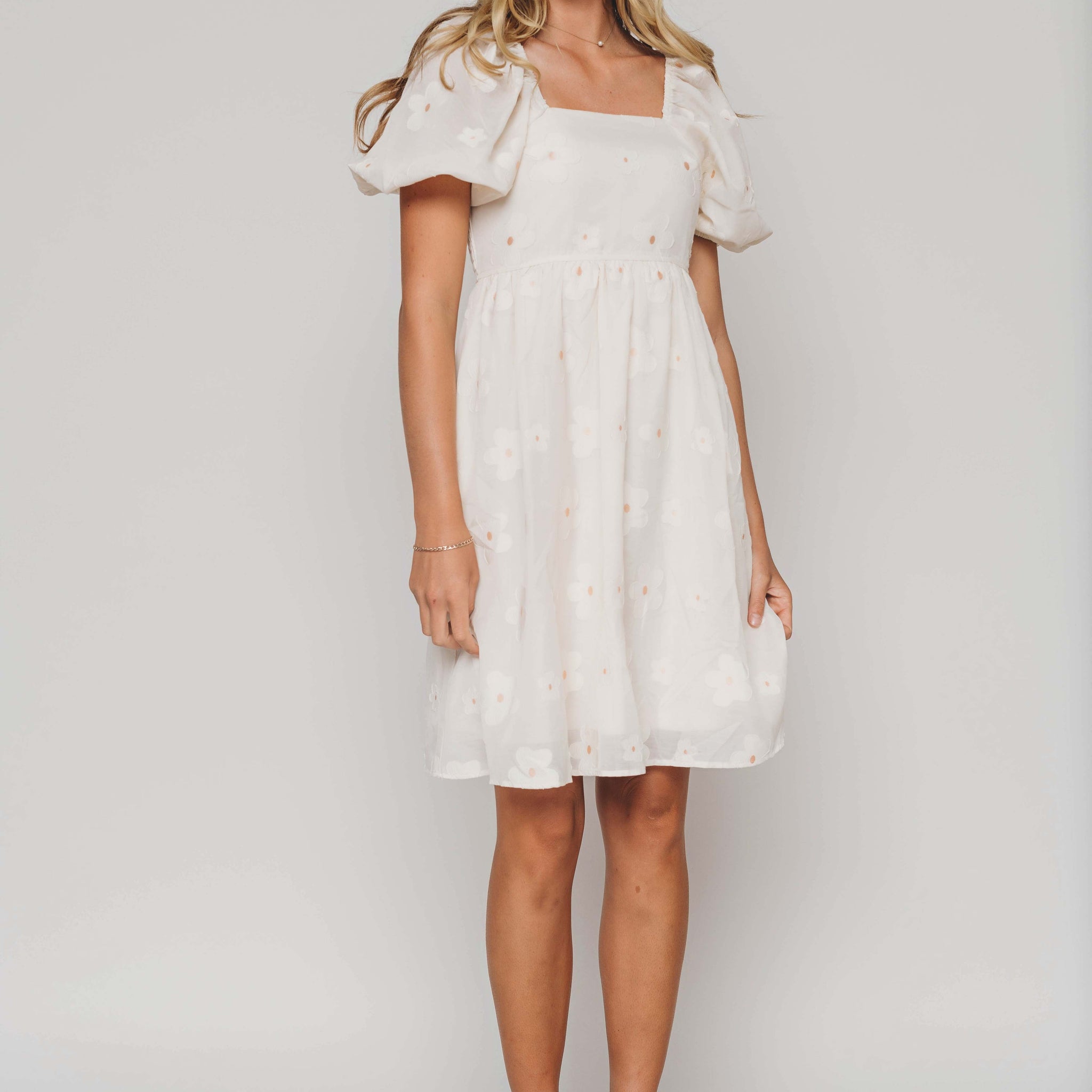 Rylee Cream Floral Midi dress - Maternity Friendly