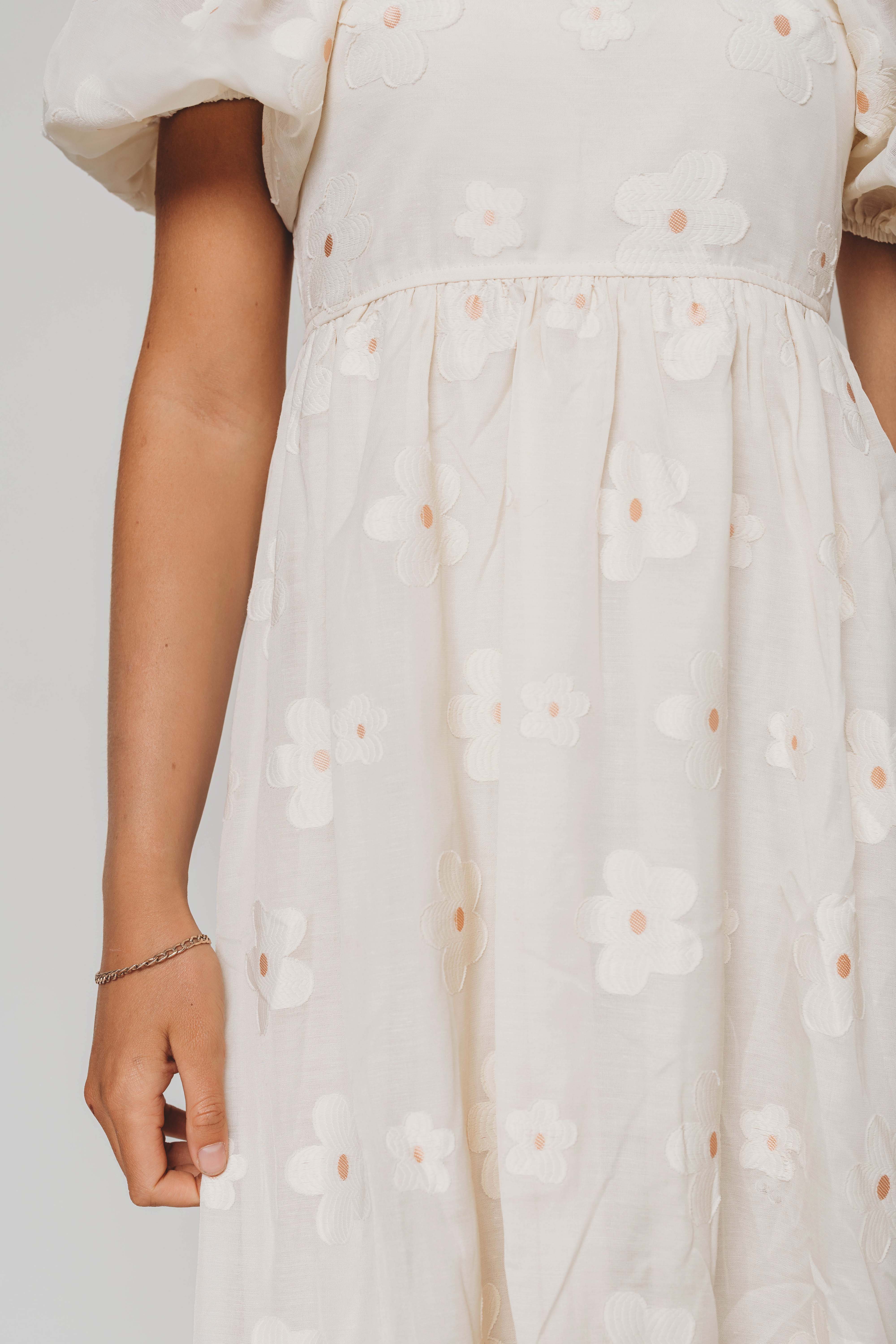 Rylee Cream Floral Midi dress - Maternity Friendly