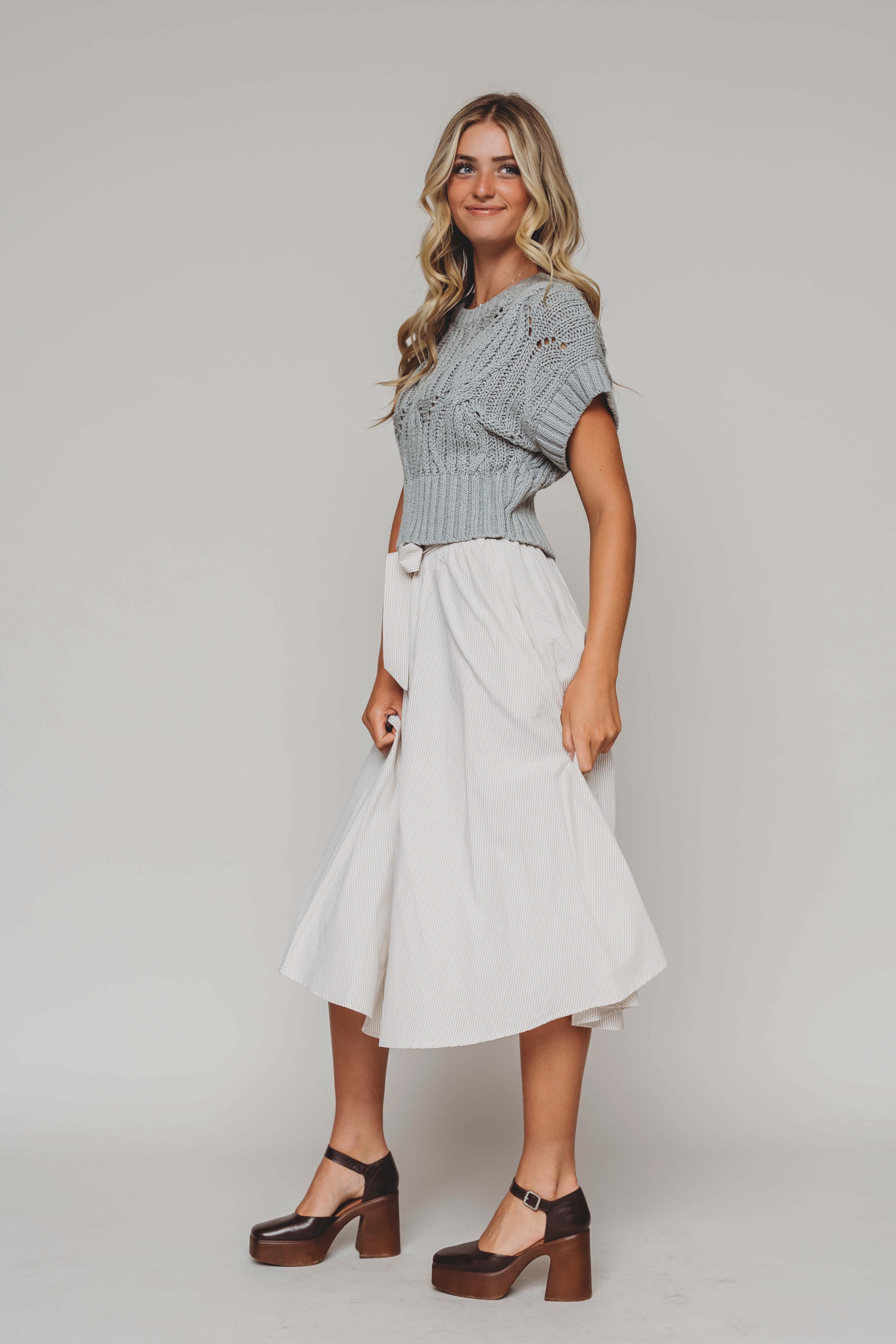 Aussie Tan Stripe Midi Skirt
