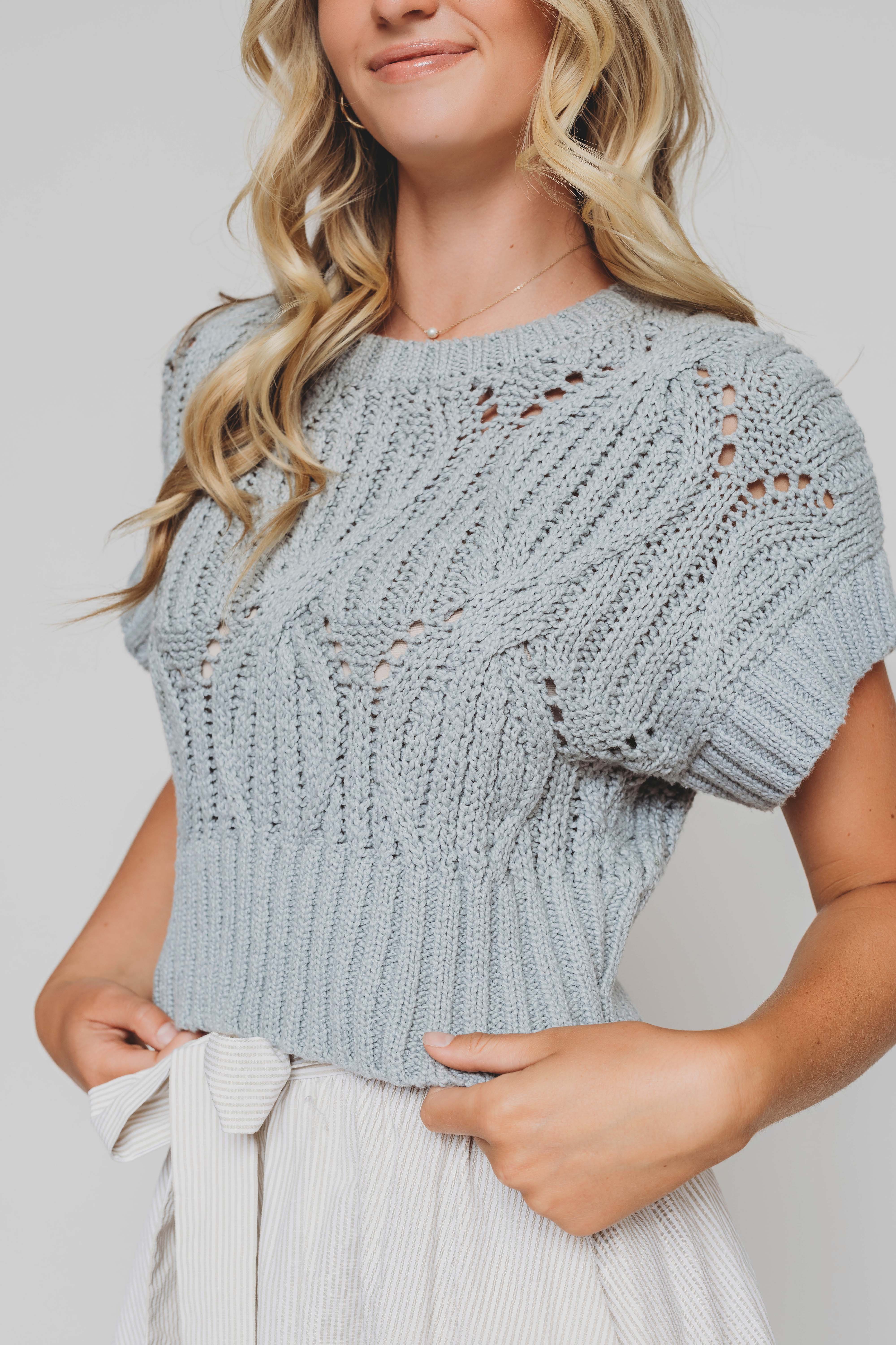 On the Bright Side Dusty Blue Knit Sweater