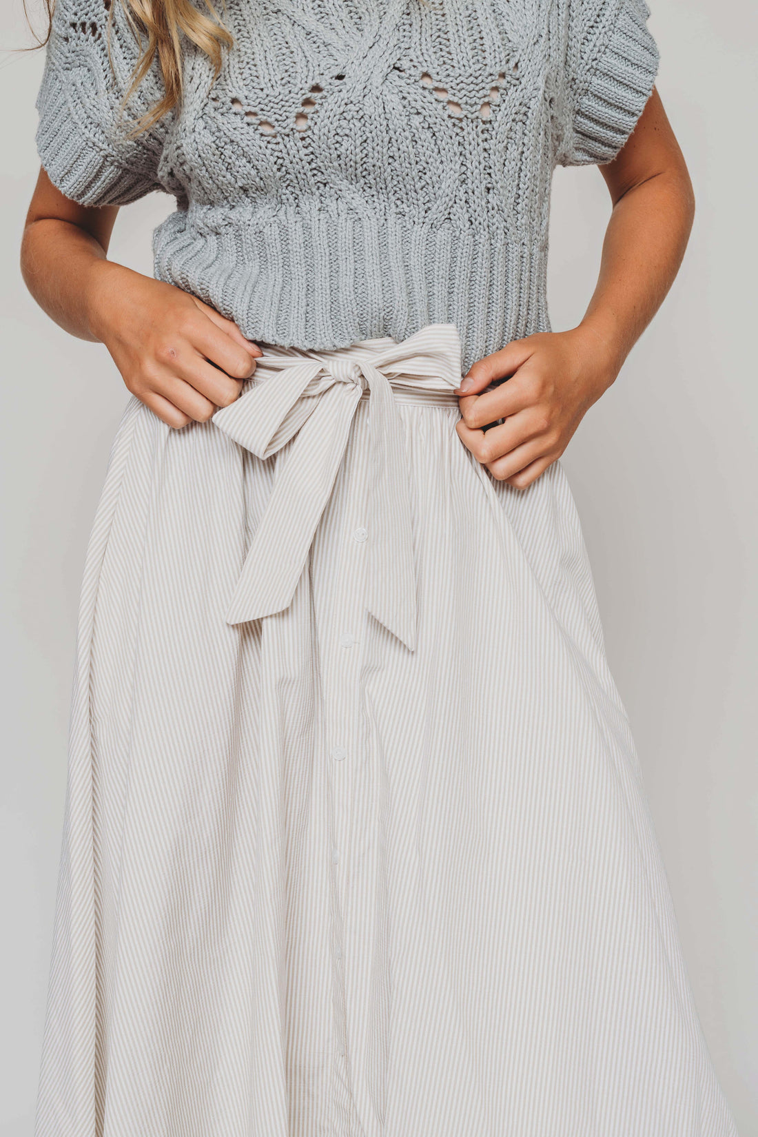 Aussie Tan Stripe Midi Skirt