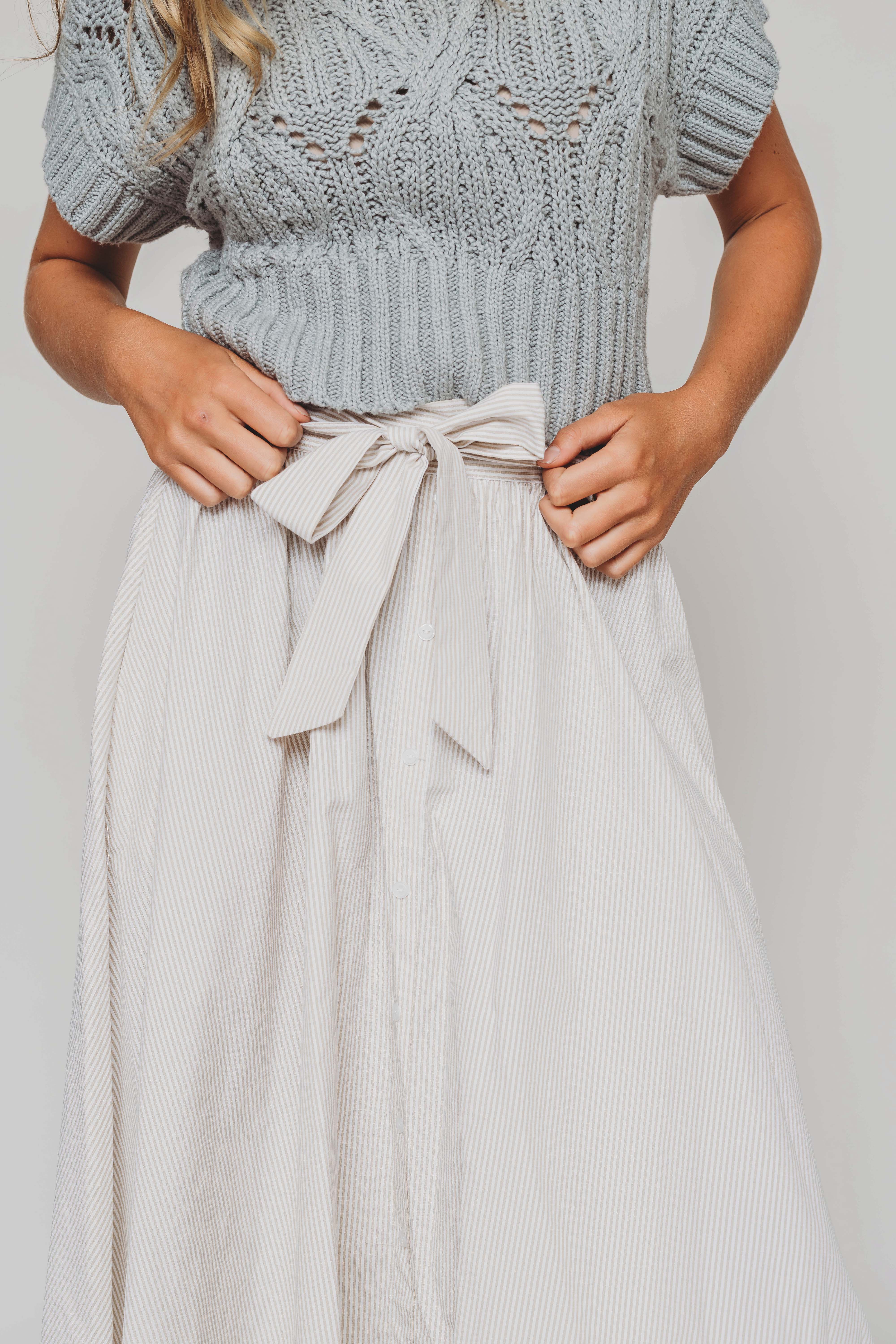 Aussie Tan Stripe Midi Skirt