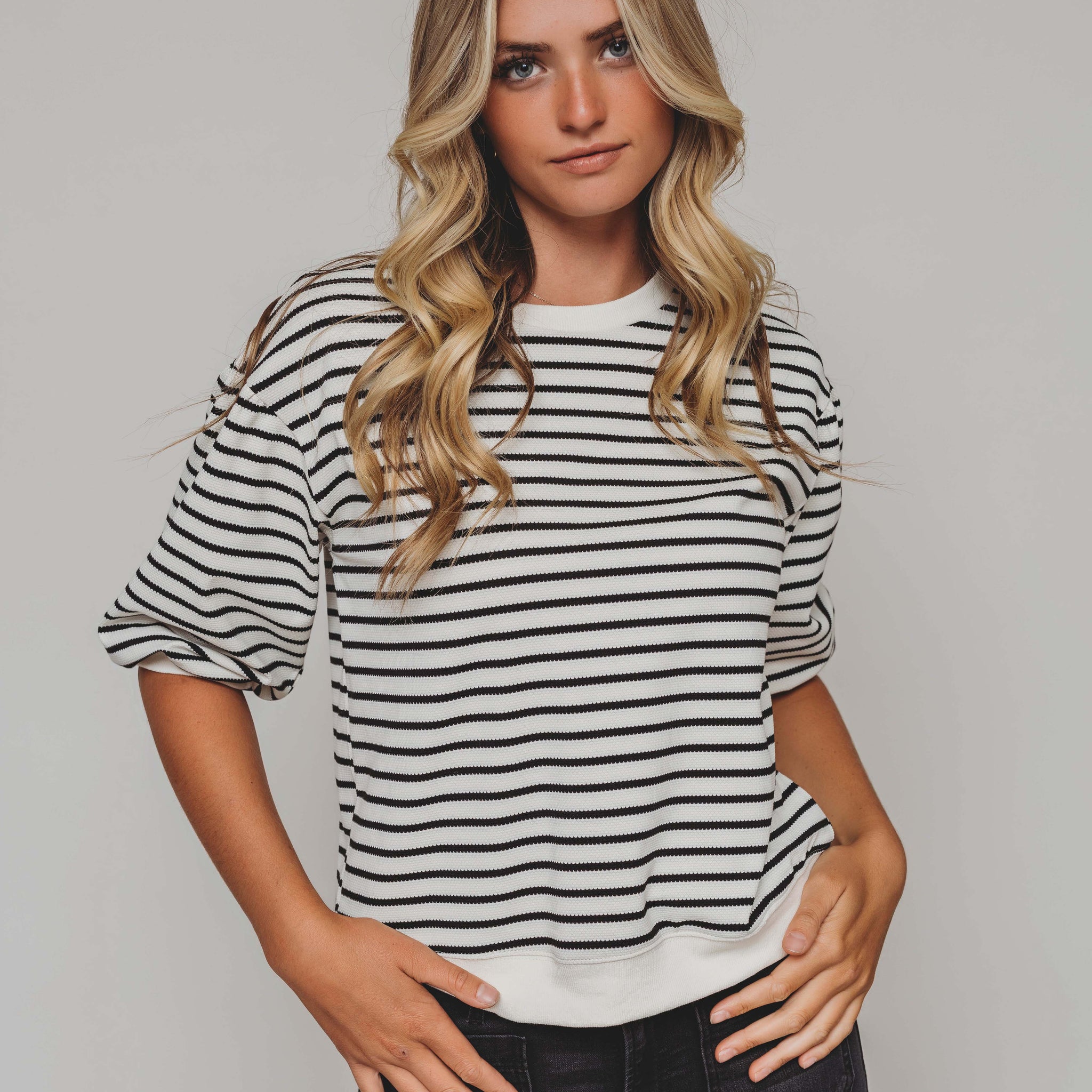 Amelia Black & White Stripe Top