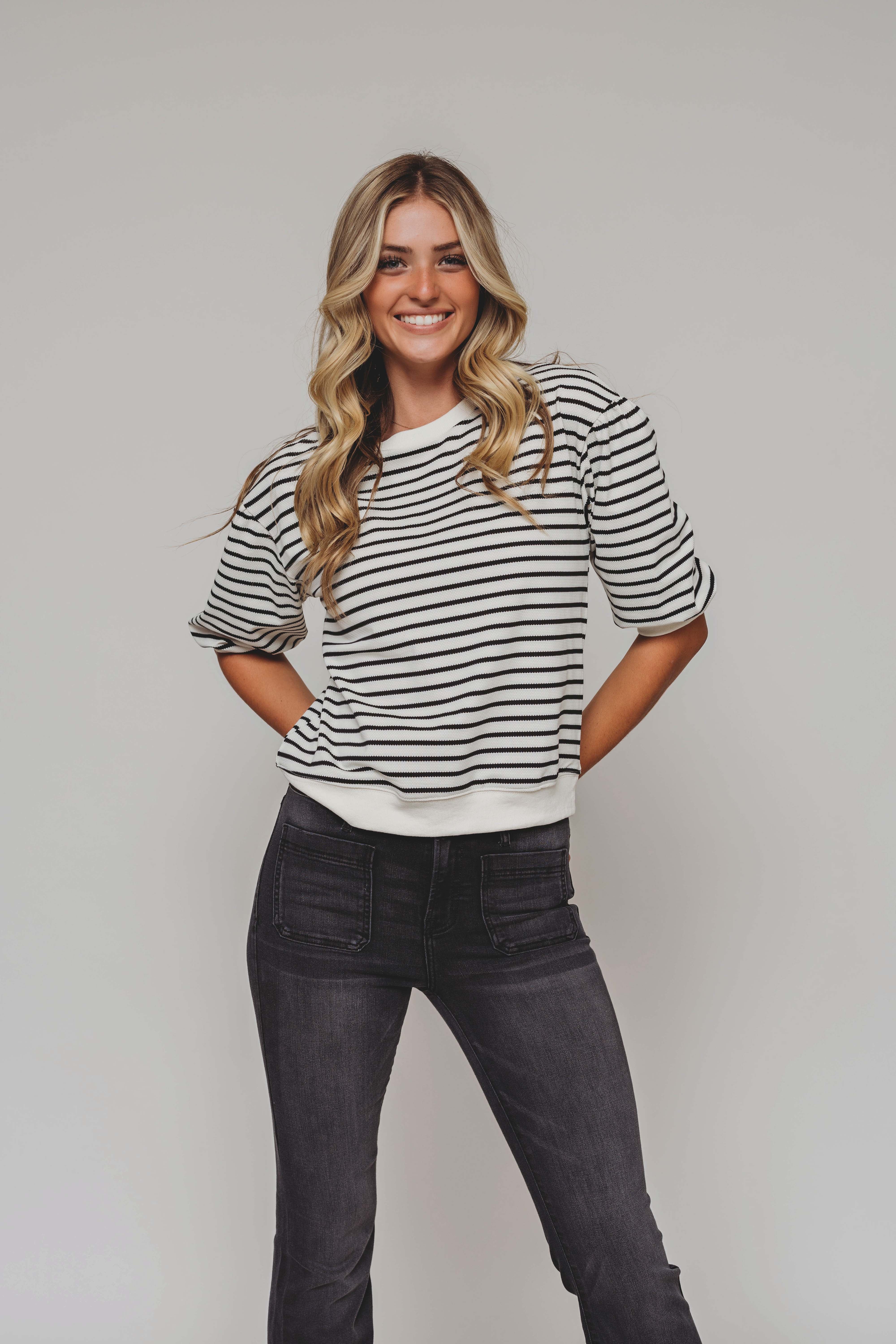 Amelia Black & White Stripe Top