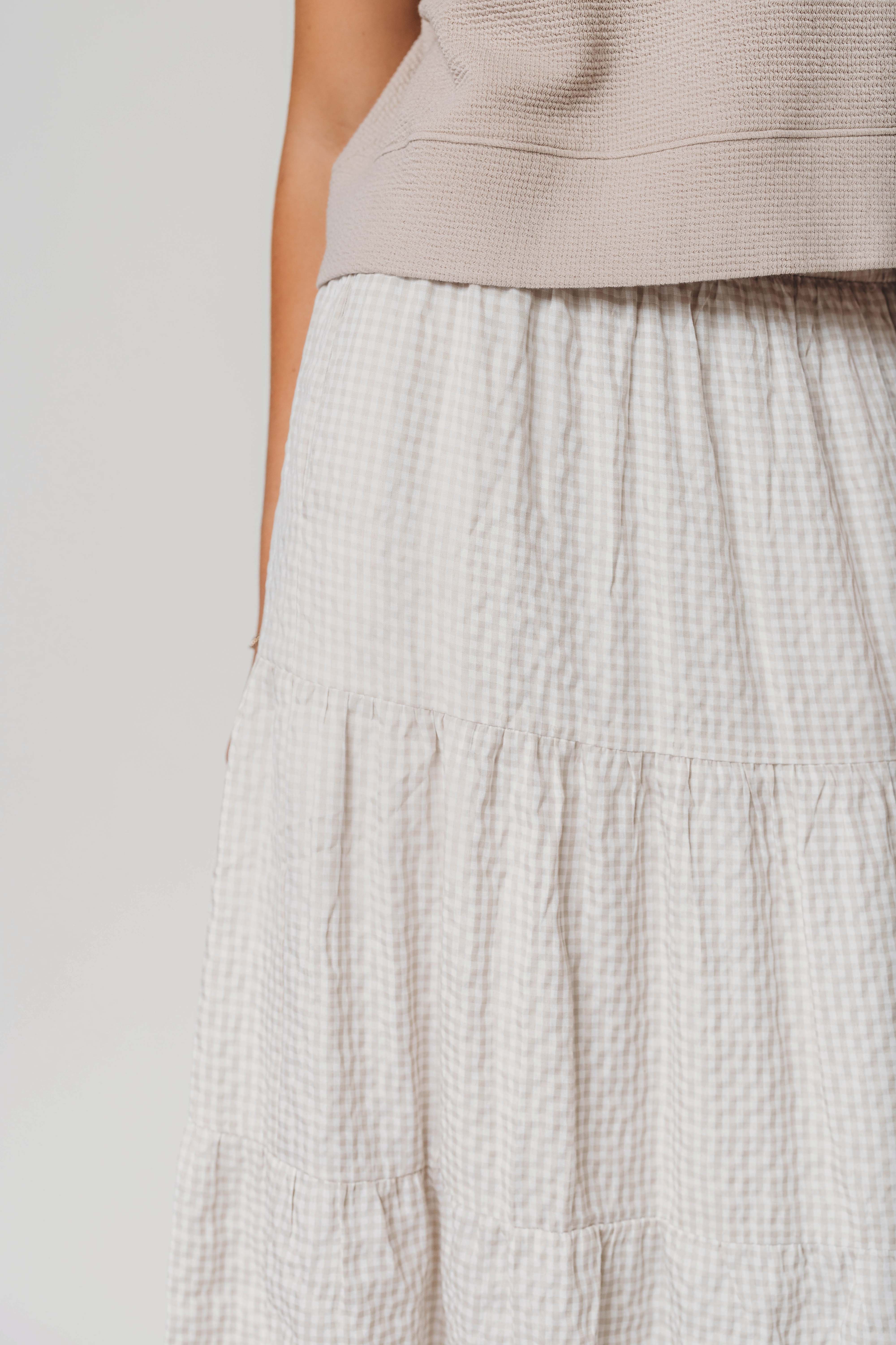 Mayden Cream Gingham Skirt