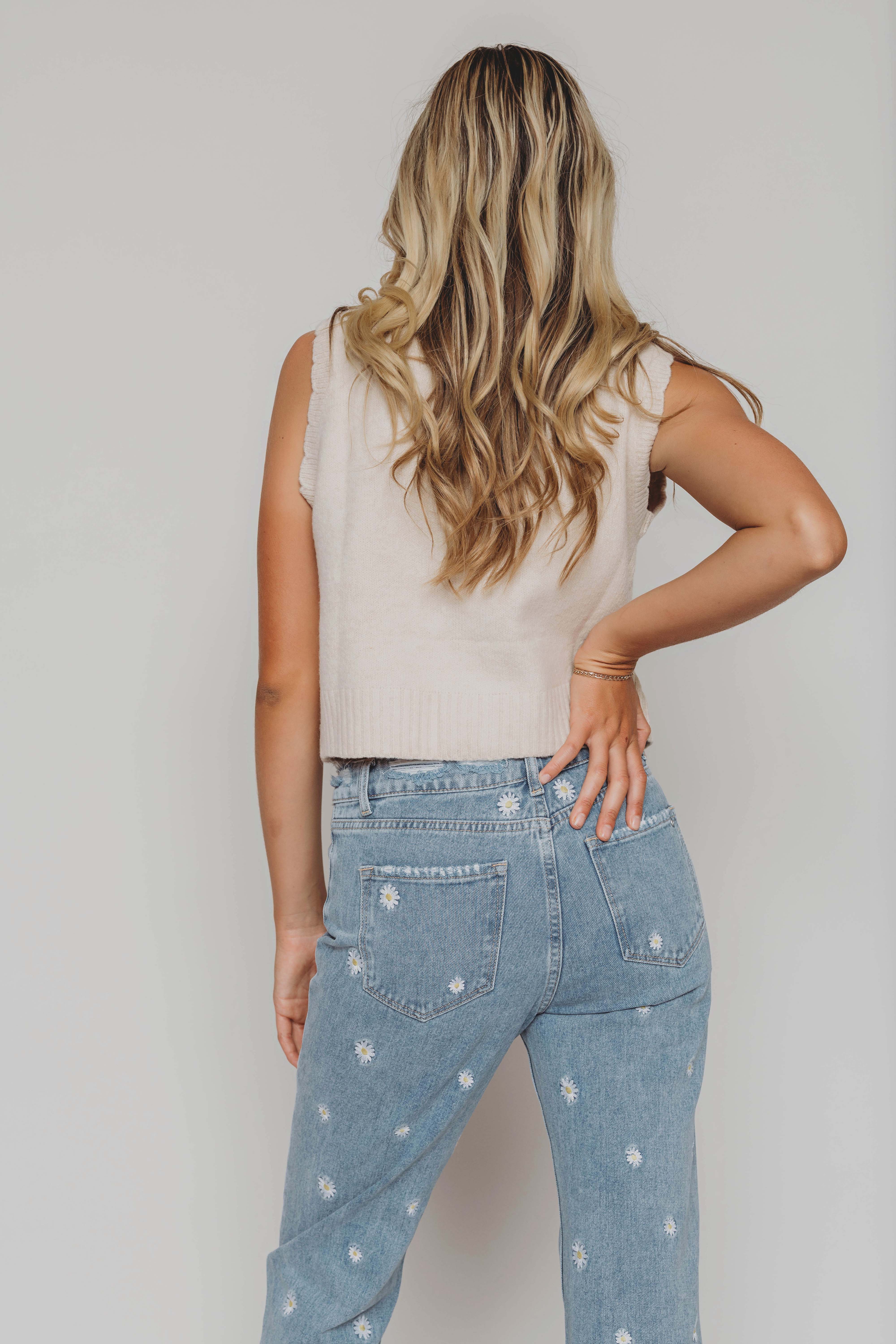Frankie Cream Flower Sweater Vest