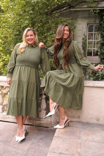 Angelica Olive Green Sweater Dress - DM Exclusive - Restocked