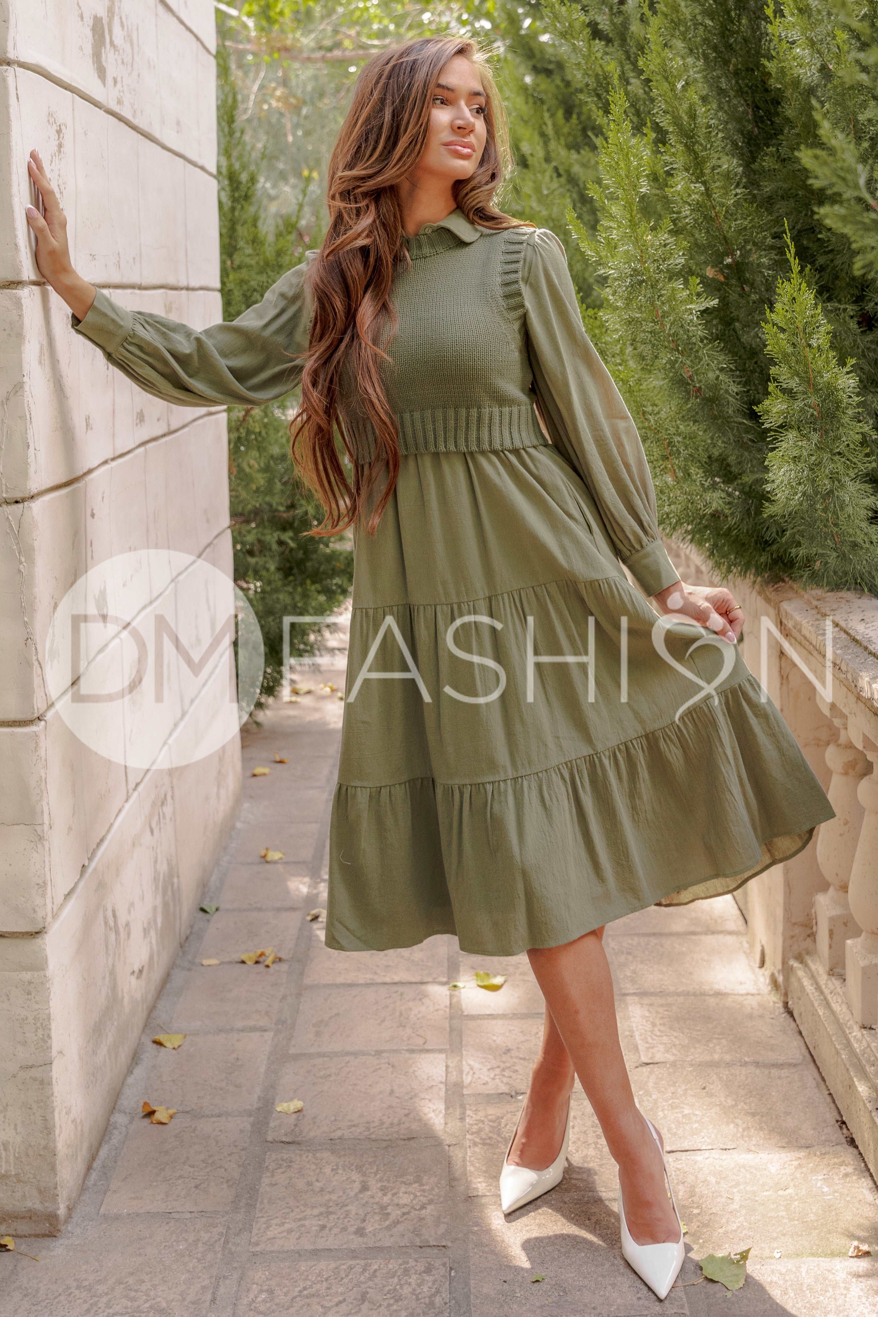 Angelica Olive Green Sweater Dress - DM Exclusive - Restocked