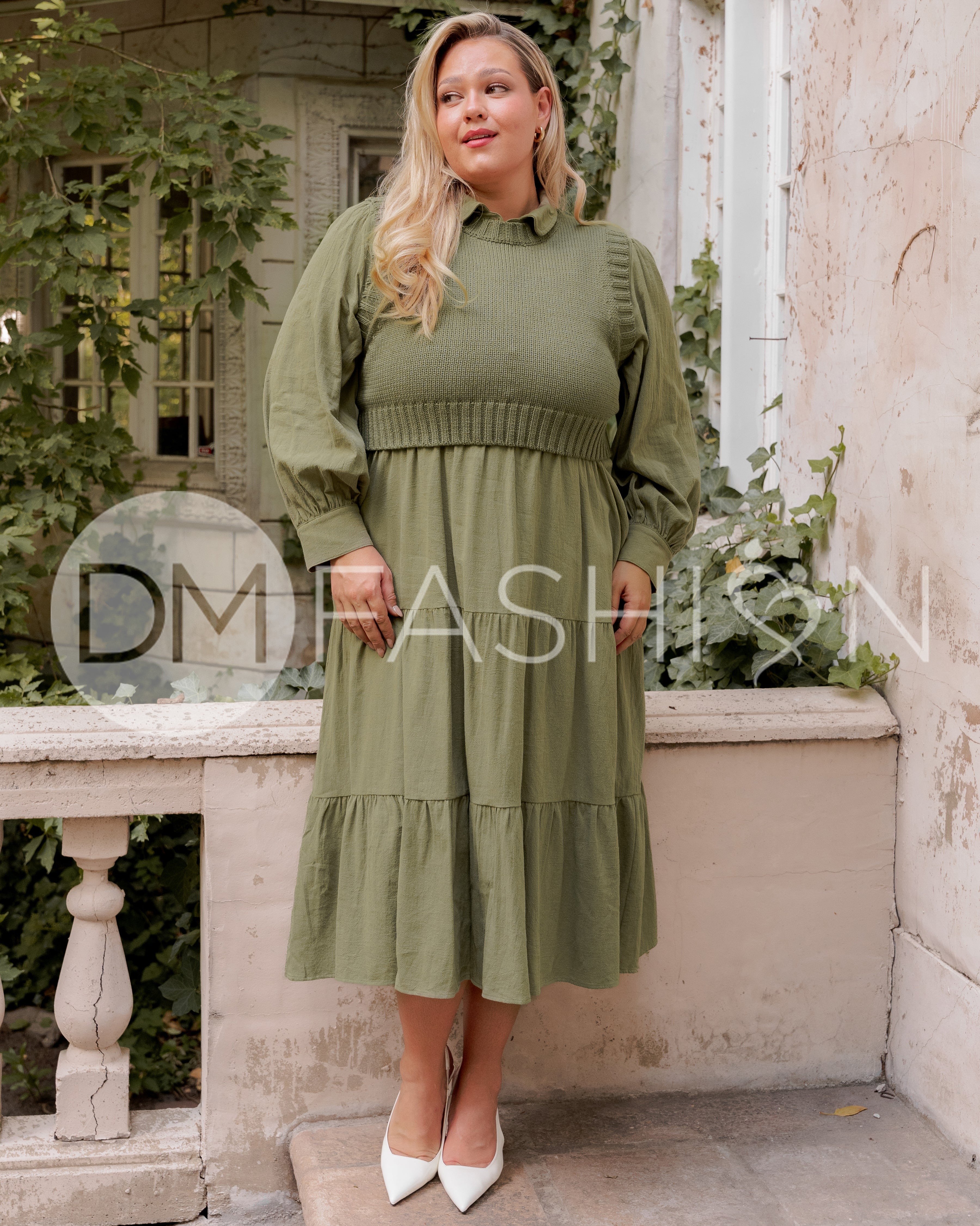 Angelica Olive Green Sweater Dress - DM Exclusive - Restocked
