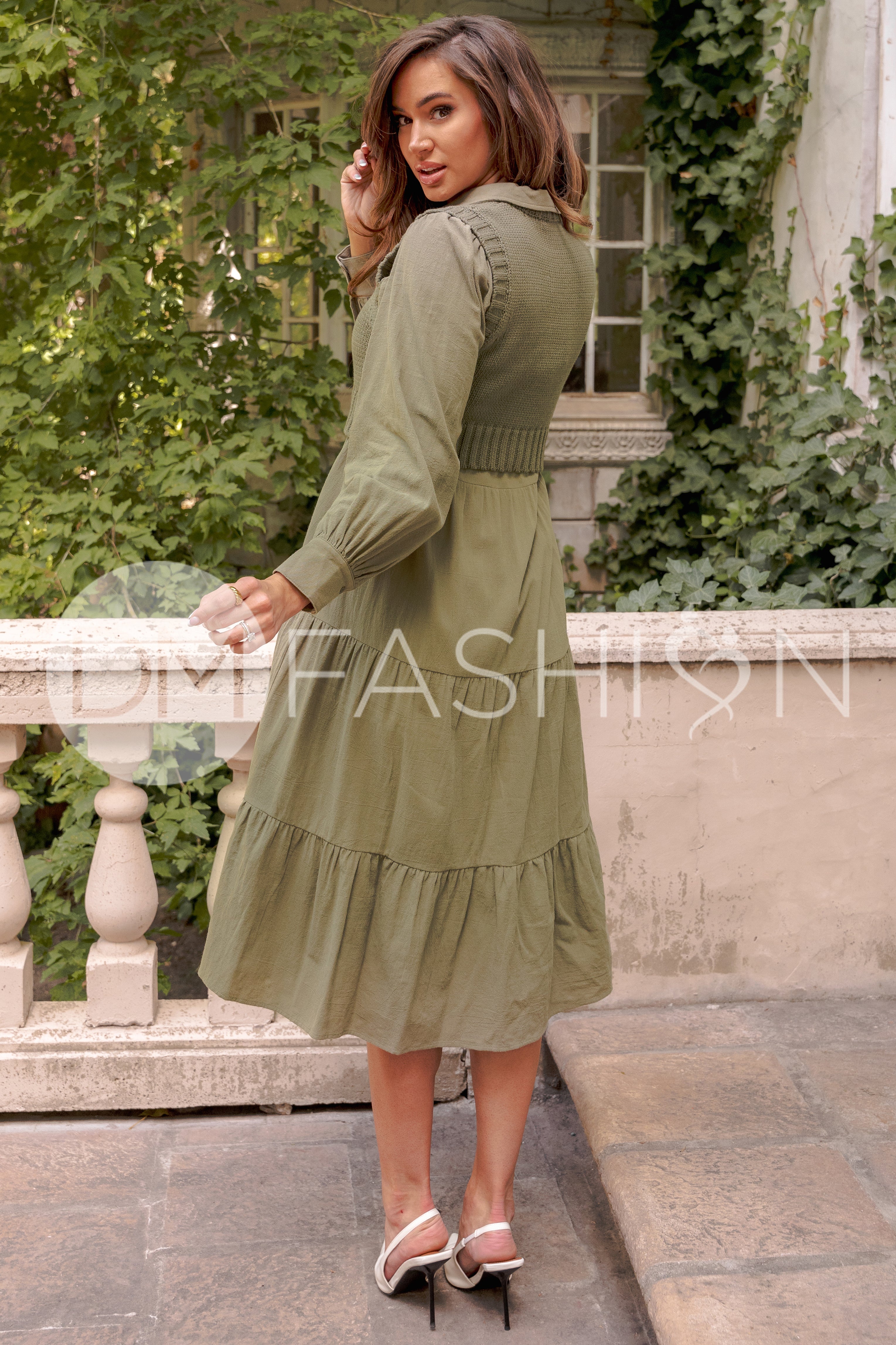 Angelica Olive Green Sweater Dress - DM Exclusive - Restocked