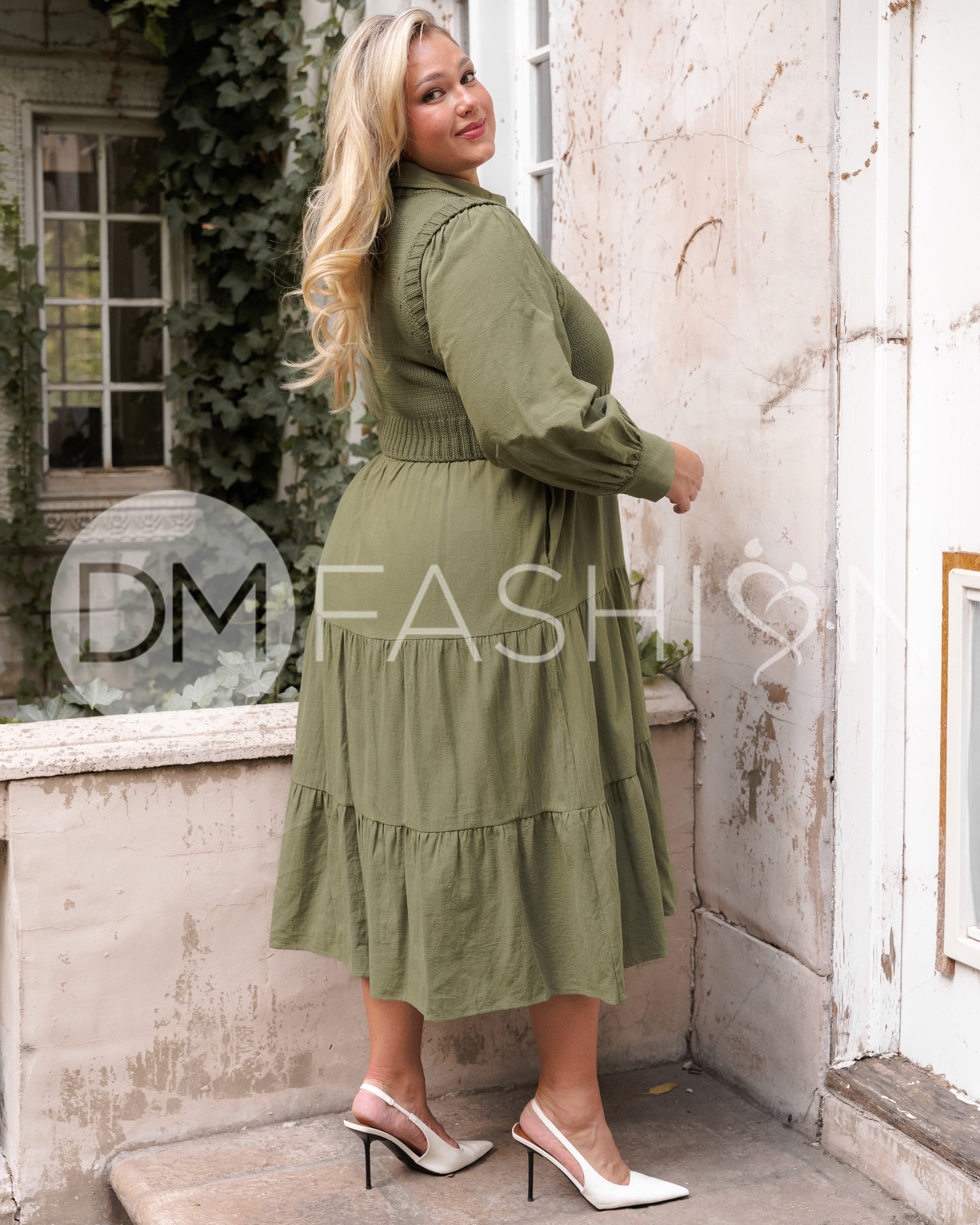 Angelica Olive Green Sweater Dress - DM Exclusive - Restocked