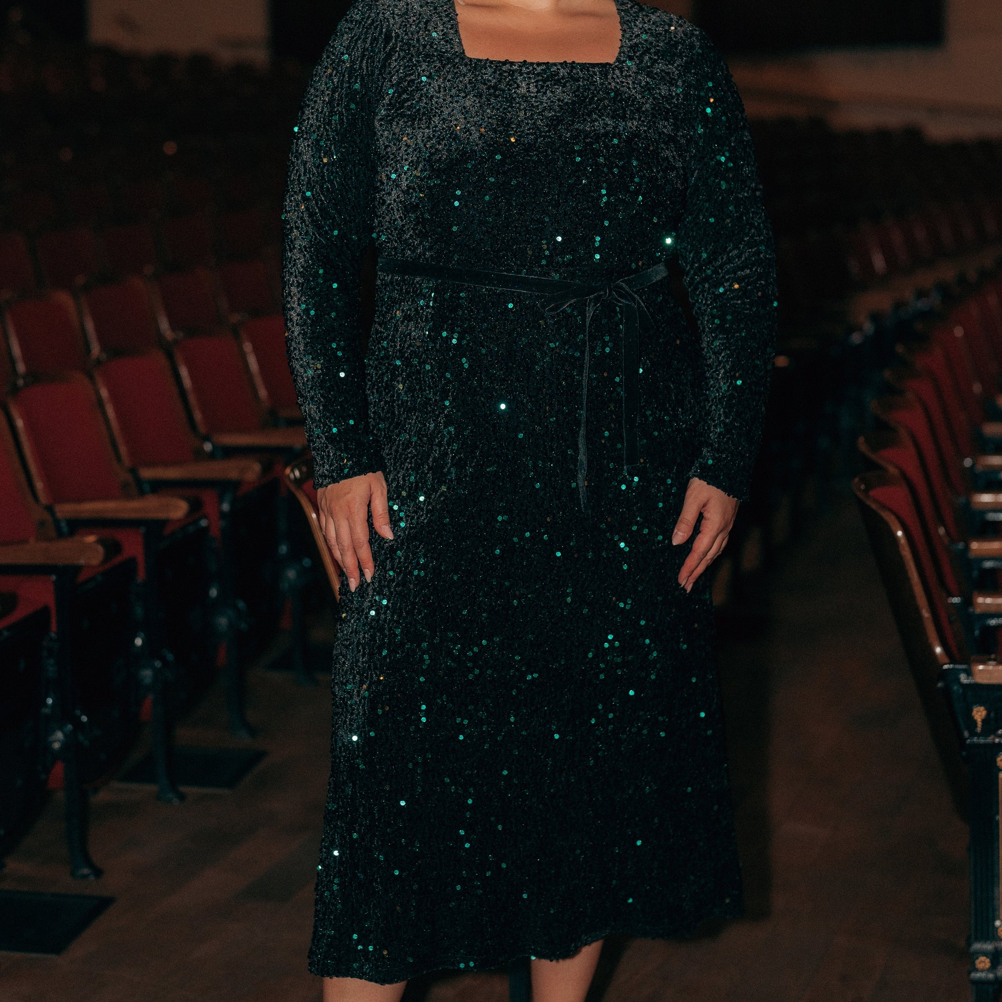 Catherine Black Emerald Sequin Dress - DM Exclusive - Maternity Friendly